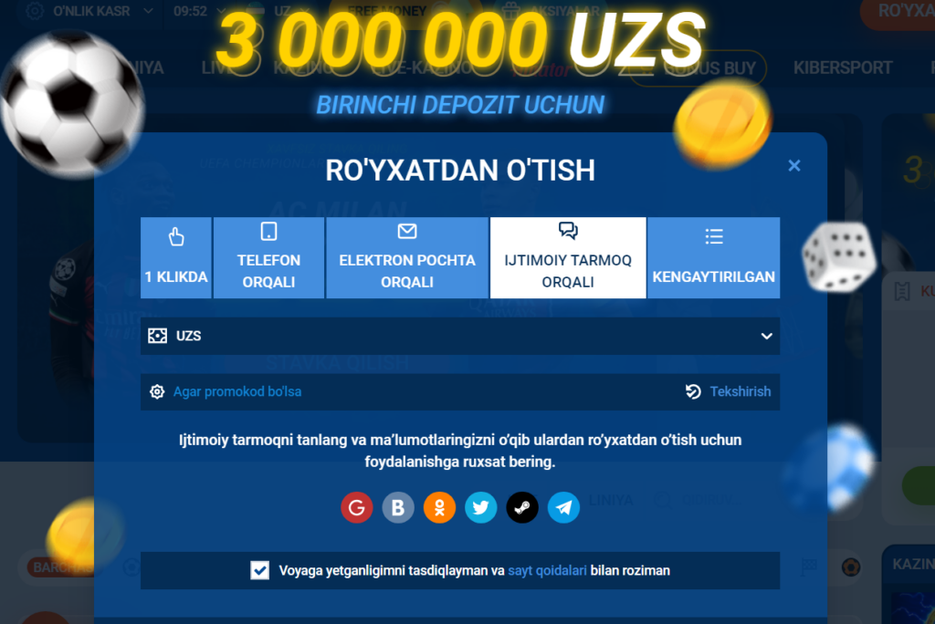 Mostbetda ijtimoiy tarmoq orqali ro’yxatdan o’tish